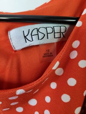 Kasper Orange Polka Dot Dress Short Sleeve Size18